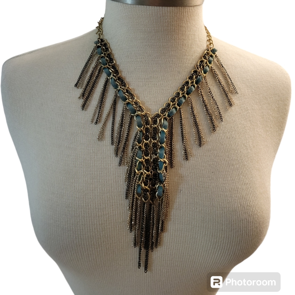 Multistrand Chain Statement Necklace - image 1